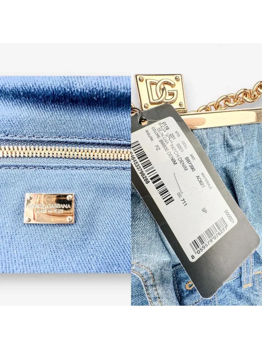 Dolce & Gabbana Patchwork Denim Frame Bag Gold Chain | Rare Collector NWT - Picture 9 of 9